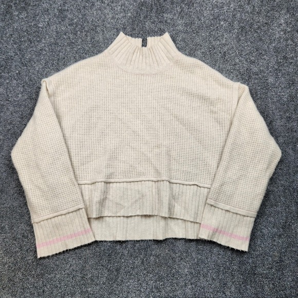 Pilcro Sweaters - Pilcro Cashmere Sweater Womens Small Waffle Knit Mock Neck Relaxed Pullover